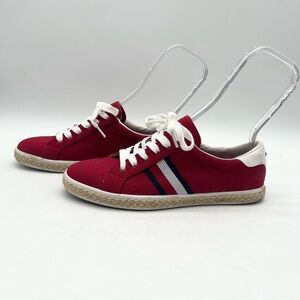 Tommy Hilfiger Espadrille Sneakers Comfort Shoes Lace-up Logo Red Size 9.